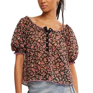 Free People Astra Floral Print Top